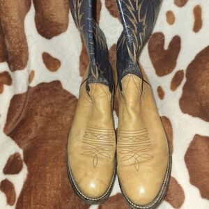 Nocona Blue and Tan Heeled Boots